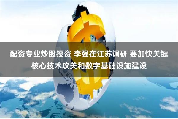 配资专业炒股投资 李强在江苏调研 要加快关键核心技术攻关和数字基础设施建设