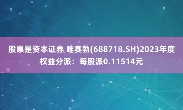 股票是资本证券 唯赛勃(688718.SH)2023年度权益分派：每股派0.11514元